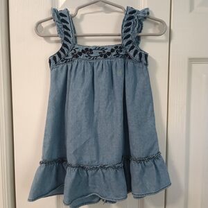 Zara Denim Blue Kids Blouse with Embroidery